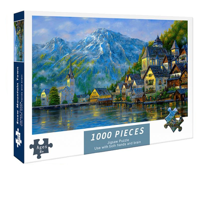 Bộ Tranh Ghép Xếp Hình 1000 Pcs Jigsaw Puzzle Tranh Ghép (75*50cm) Snow Mountain Town Bản Đẹp Cao Cấp