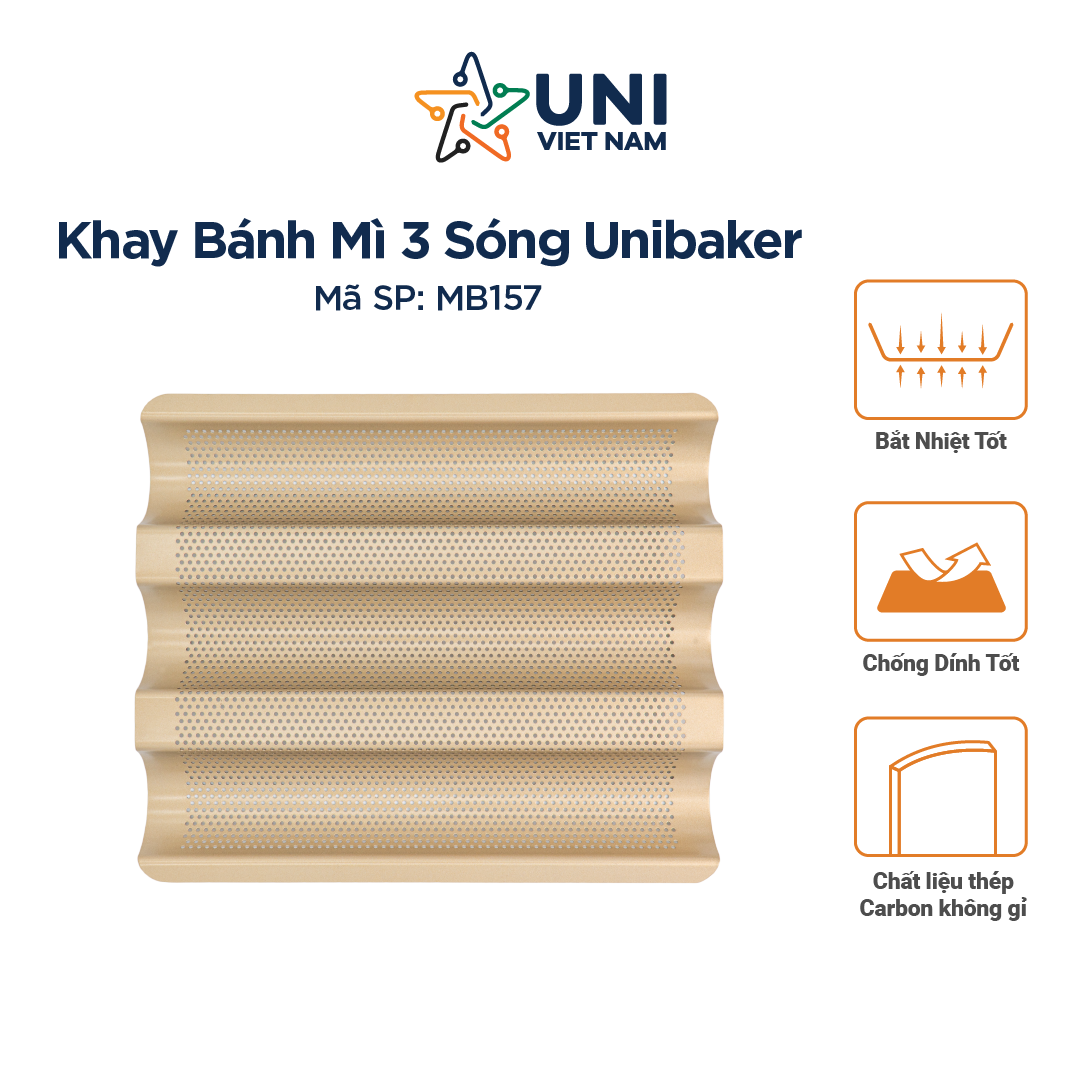 KHAY BÁNH MỲ CHỐNG DÍNH 3 SÓNG NHỎ UNIBAKER MB157