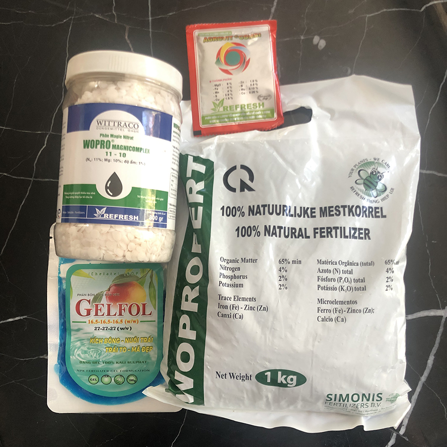 Combo phân bón dưỡng cây toàn diện - Kích bông nuôi trái, Lá xanh chồi mập