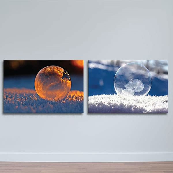 Bộ 2 Tranh Canvas Viền Composite Treo Tường Nghệ Thuật "Quả Cầu Tuyết" W526