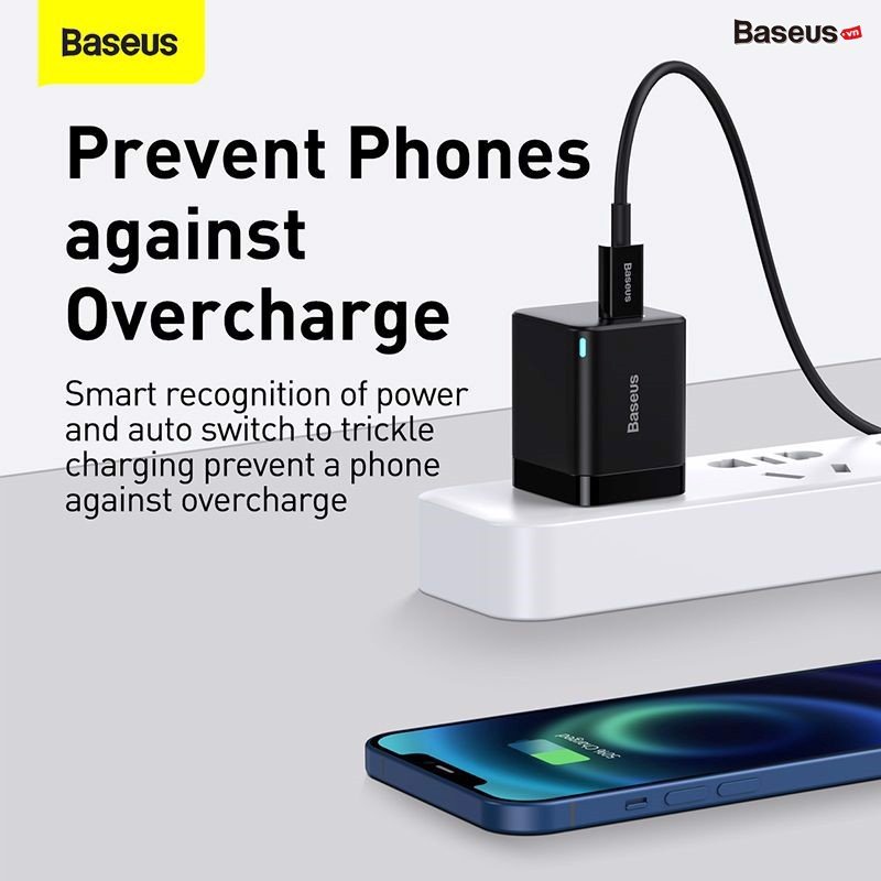 Bộ sạc nhanh IP13 Baseus 20W Super Si Pro Mini USB C sạc nhanh QC3.0 PD - Hàng chính hãng