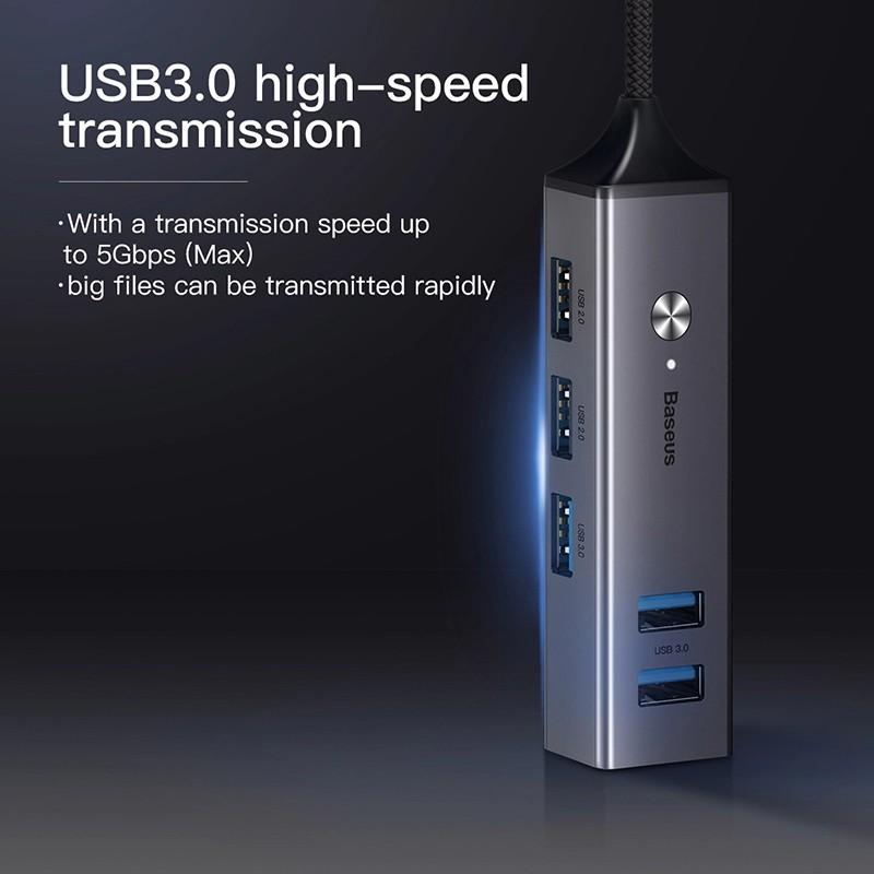Bộ Hub chuyển cổng Type A sang USB 3.0 - Baseus Cube HUB (Type A 3.0 to 3USB 3.0 + 2USB 2.0 OTG HUB) - Hàng Chính Hãng
