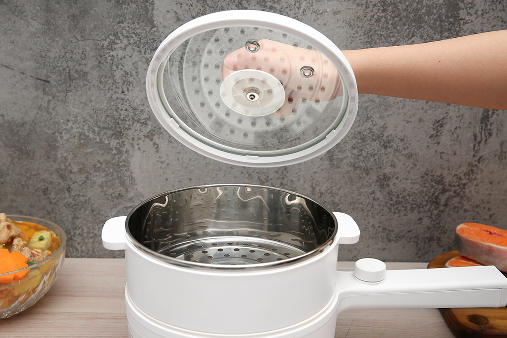 Nồi Nấu Đa Năng kèm xửng hấp Mishio MK271new 1,5L 600W- Hàng chính hãng
