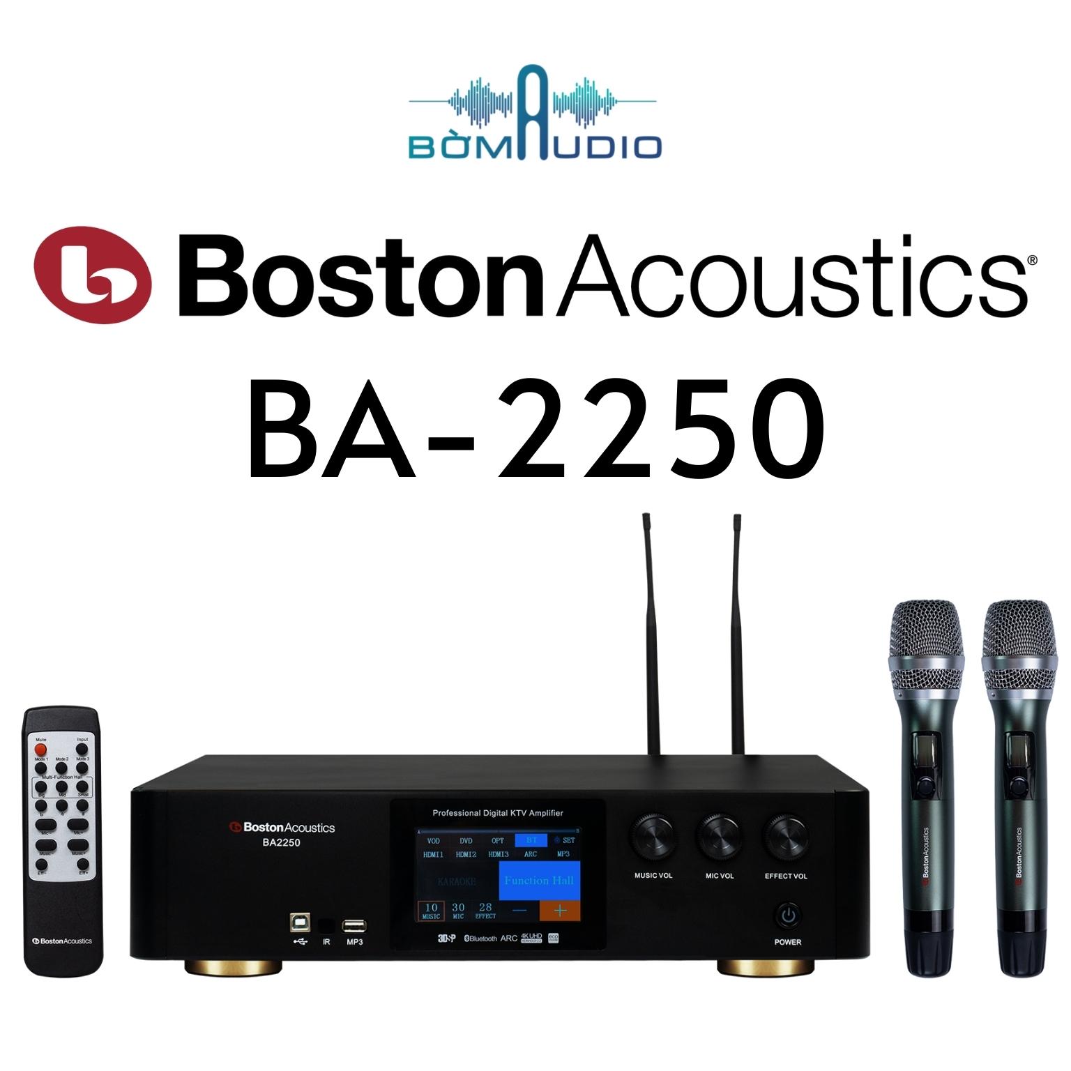 BOSTON AUCOSTIC BA-2250 | Amply KTS Karaoke Tích Hợp Vang Số Kèm Cặp Mic Xịn | Hàng Chính Hãng _ Mới 100%