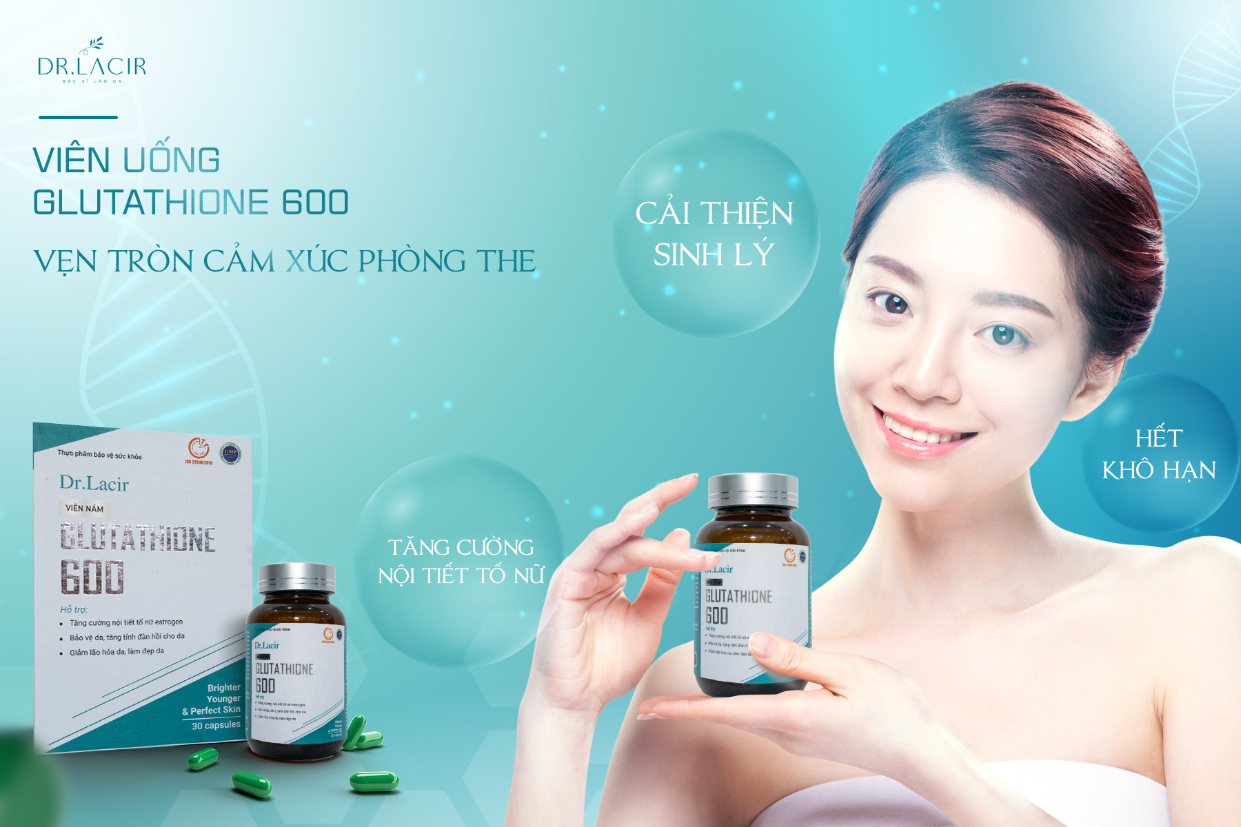 ] - Viên Uống Mờ Nám, Trắng Da Glutathione 600 - Hàng Chính Hãng Dr. Lacir