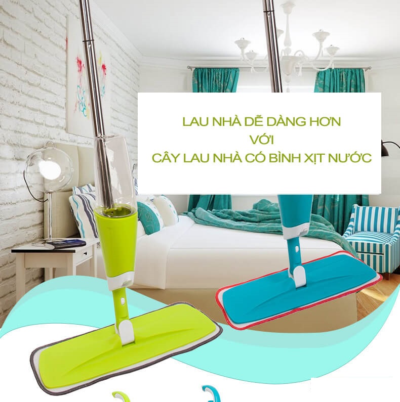 Cây lau nhà kèm bình xịt nước xếp gọn , chổi lau nhà đa năng 2 in 1 , xoay 360 độ , không cần cầm xô nước cồng kềnh đi khắp nhà