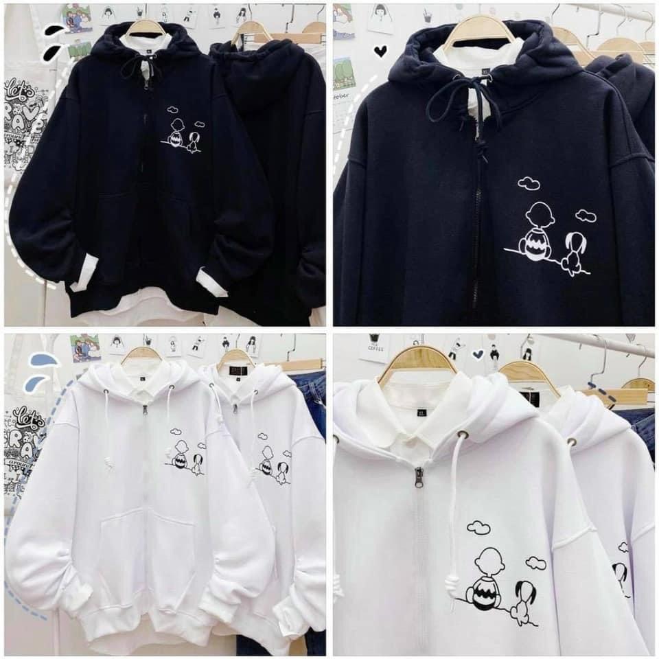 Áo Khoác Nỉ Khóa Kéo  ngoại dày đẹp mịn ko xù,. Form Unisex Nam Nữ - IN HÌNH NGƯỜI & CHÓ NGỒI