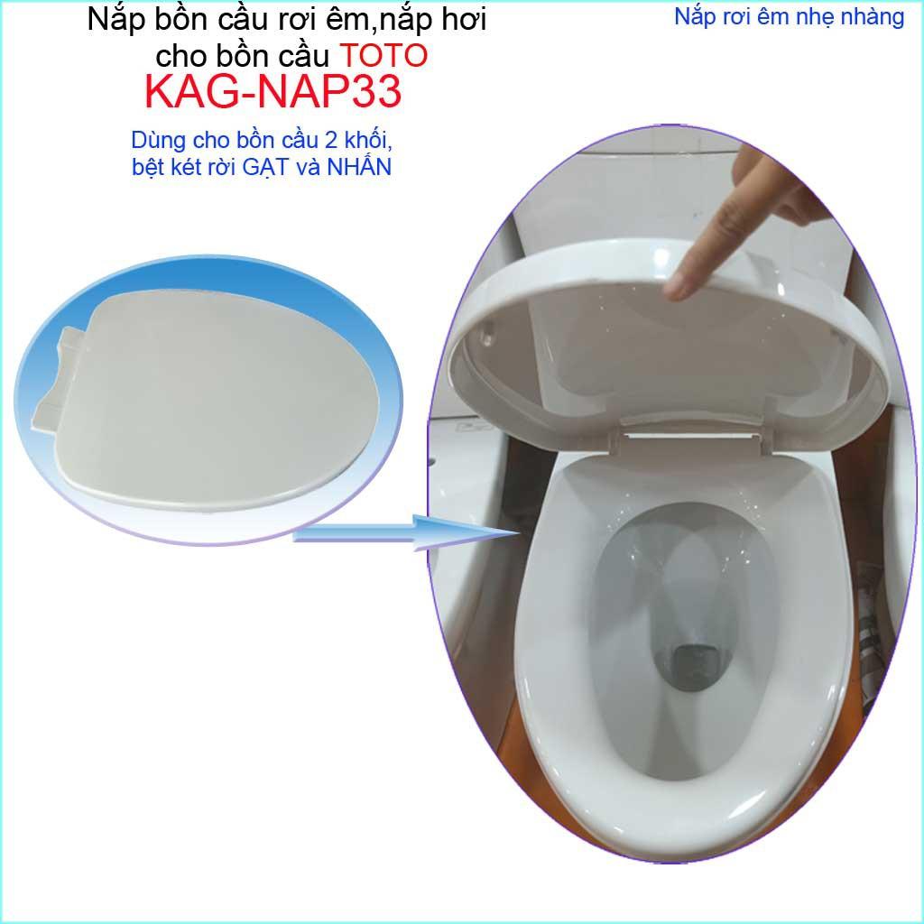 Nắp cho bàn cầu Toto KAG-NAP33 rơi êm, nắp hơi bồn cầu 2 khối, nắp đậy bồn cầu nhựa trắng dày-sáng bóng