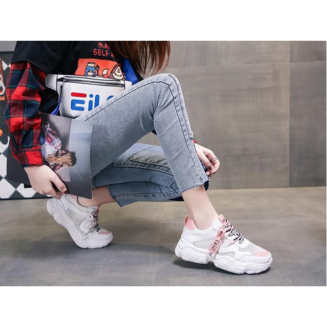 Giày thể thao nữ trắng Ulzzang mẫu mới T.Bao 2019 Đế 5cm K04
