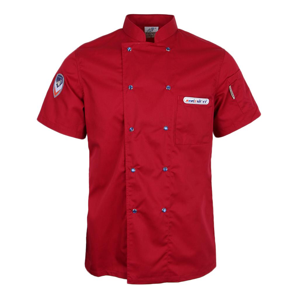 Professional Womens Mens Chef Jacket Coat Uniform Short Sleeve Hotel Kitchen Cook Apparel