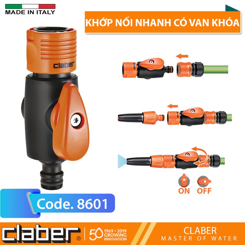 Khớp nối nhanh kèm van khóa Claber 8601