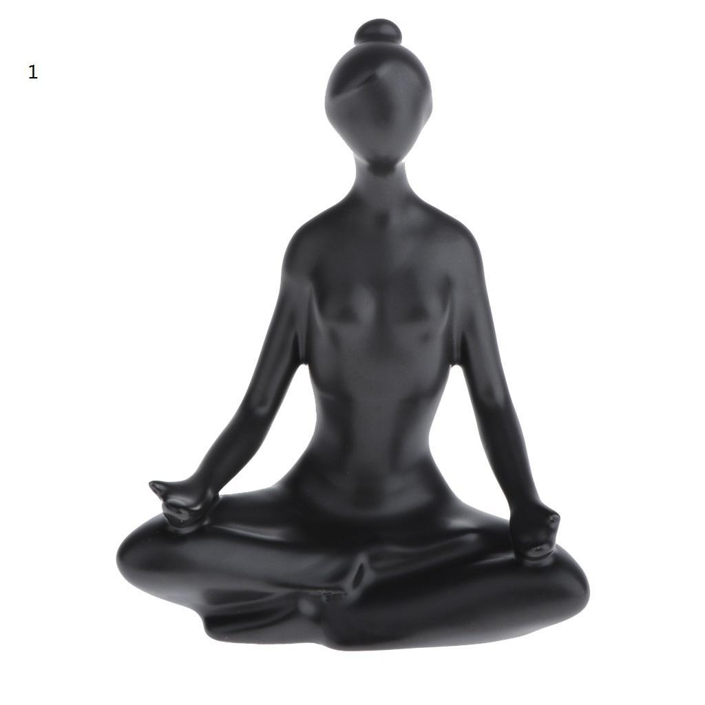 3pcs Cute Ceramic Yoga Girl Sculpture Fashion Modern Statue Figure Bedroom Office Desk Wedding Party Decoration Ornaments Birthday Gift