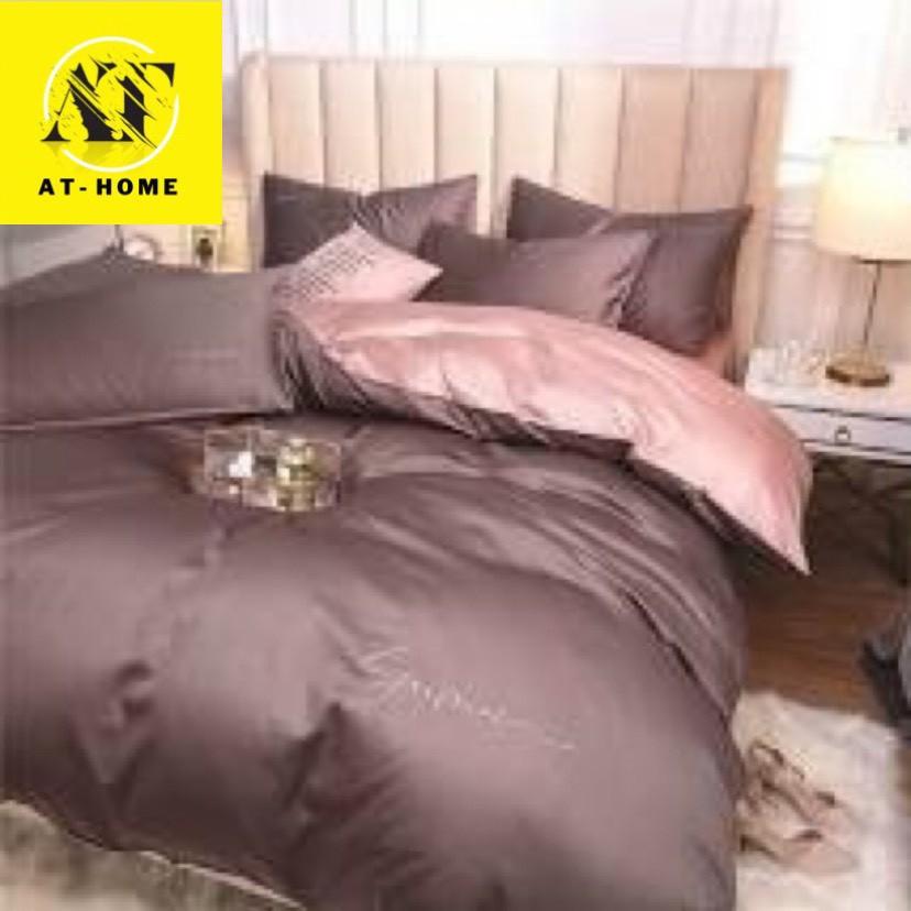 Trọn Bộ Chăn Ga Gối 5 món Lụa Telcel 40s Cao Cấp Sumoi - Thương hiệu LAN PHAM BEDDING - Màu Nâu