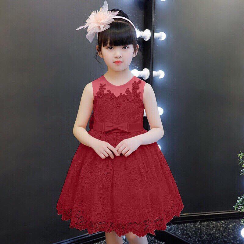 ĐẦM REN BÉ GÁI ĐÍNH NƠ