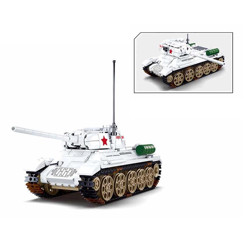 Đồ chơi Lắp ráp Xe Tăng T-34 Mùa đông, Sluban B0978 Xếp hình thông minh, Main battle tank T-34
