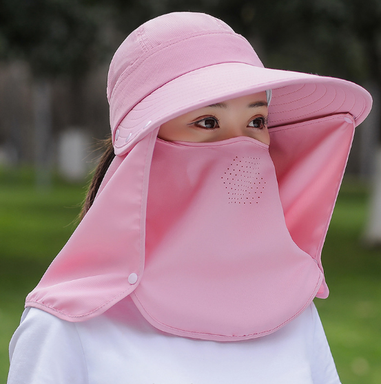 Mũ rộng vành kèm khẩu trang chống nắng 360 độ, nón khẩu trang nữ tạo kiểu cao cấp