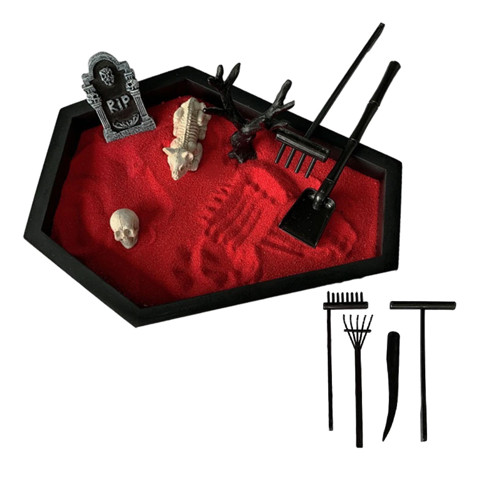 Tray Garden with Sand Spooky Goth Halloween Decor for Tables Desk Home