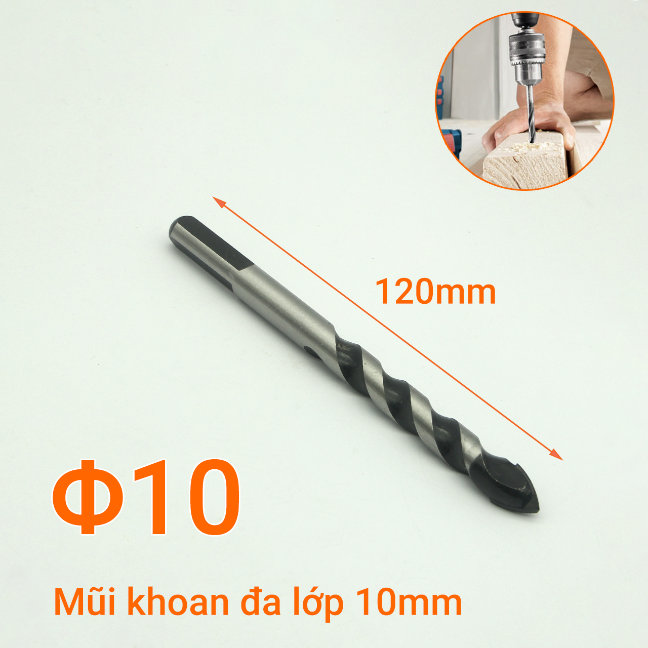 Bộ 3 Mũi khoan đa lớp 10mm dài 120mm