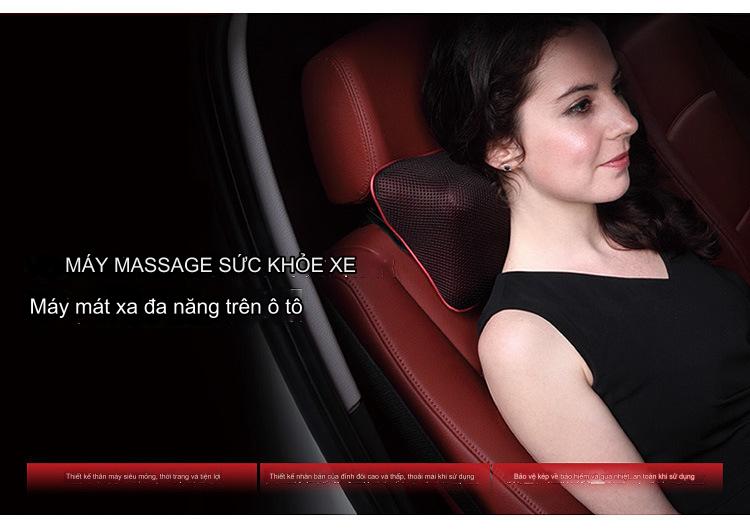 Gối Massage Hồng Ngoại 4 Bi Đảo Chiều Chính Hãng THAFA -Massage Cổ, Vai, Gáy , Kèm Tẩu Sạc Trên Xe Hơi Vô Cùng Tiện Lợi