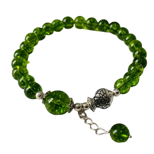 HCM- VÒNG TAY ĐÁ PERIDOT TỰ NHIÊN BẠC 925