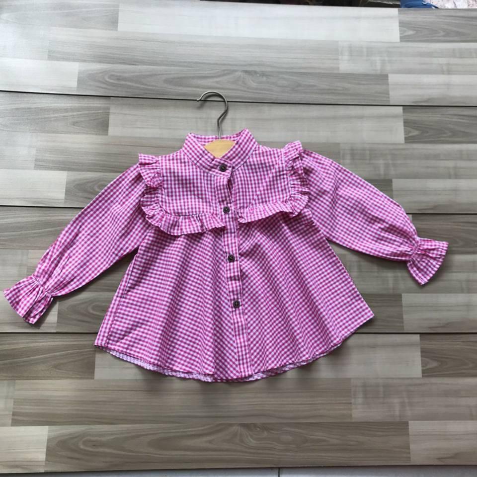 ÁO SƠ MI CARO BÉ GÁI BÈO NGỰC DIỆN MÙA XUÂN HÀNG VNXK