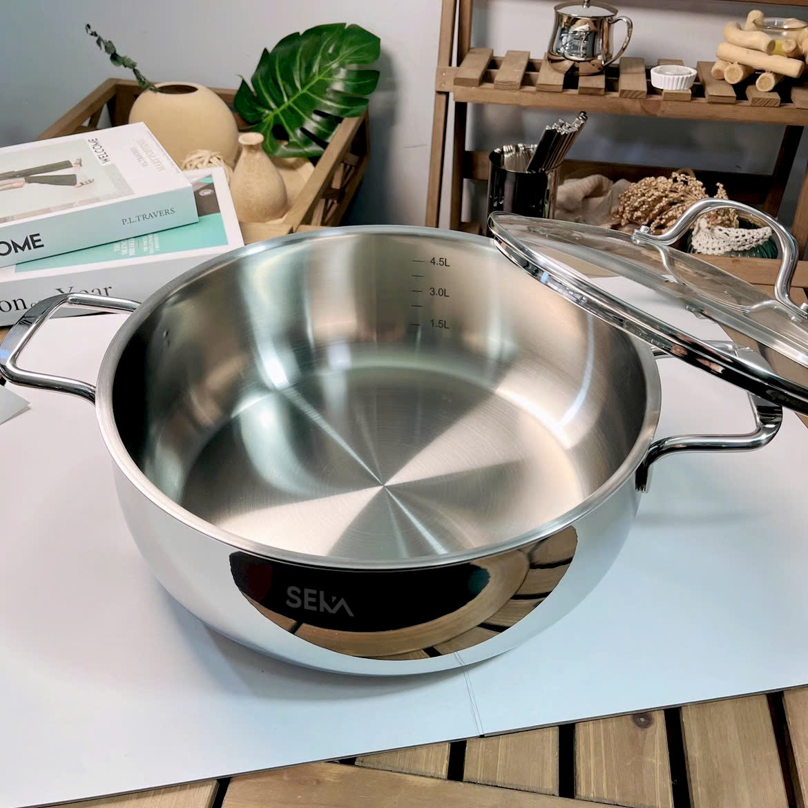 Nồi Lẩu, Luộc Gà SEKA size 16, 18, 20, 22 và 26cm, Inox Cao Cấp Dày dặn đẹp, Nồi bếp từ, bếp hồng ngoại, bếp gas