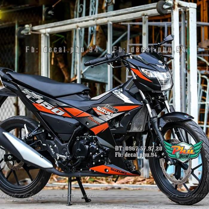 Tem rời Satria F150 đen cam