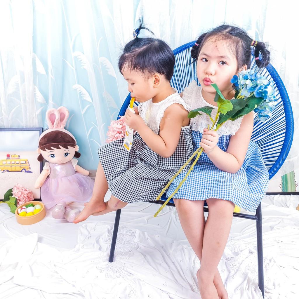 Váy cho bé gái kẻ phối ren siêu xinh, phong cách hàn quốc, MAMI KID