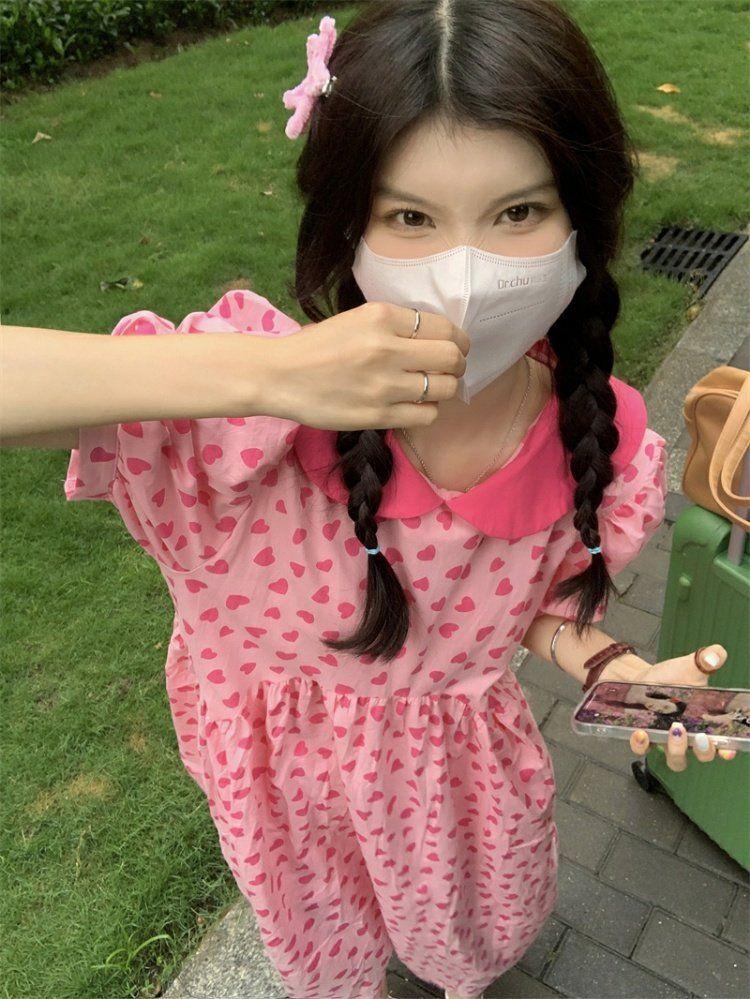 CHENGRUI Váy cổ búp bê Pháp cho nữ mùa hè 2023 đầm dài thắt lưng mỏng sinh viên ngọt ngào dịu dàng váy gió