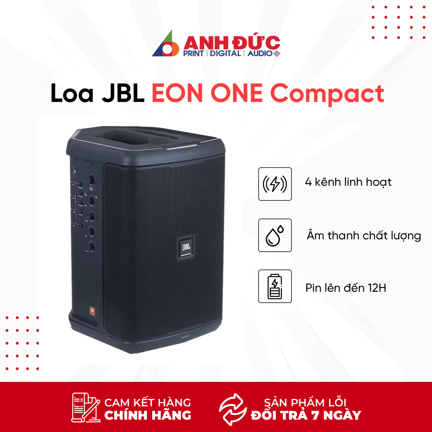 (Tặng Balo Eon One Compact) Loa JBL EON ONE Compact - Thời Gian Sử Dụng 12 Giờ - Hàng Chính Hãng PGI