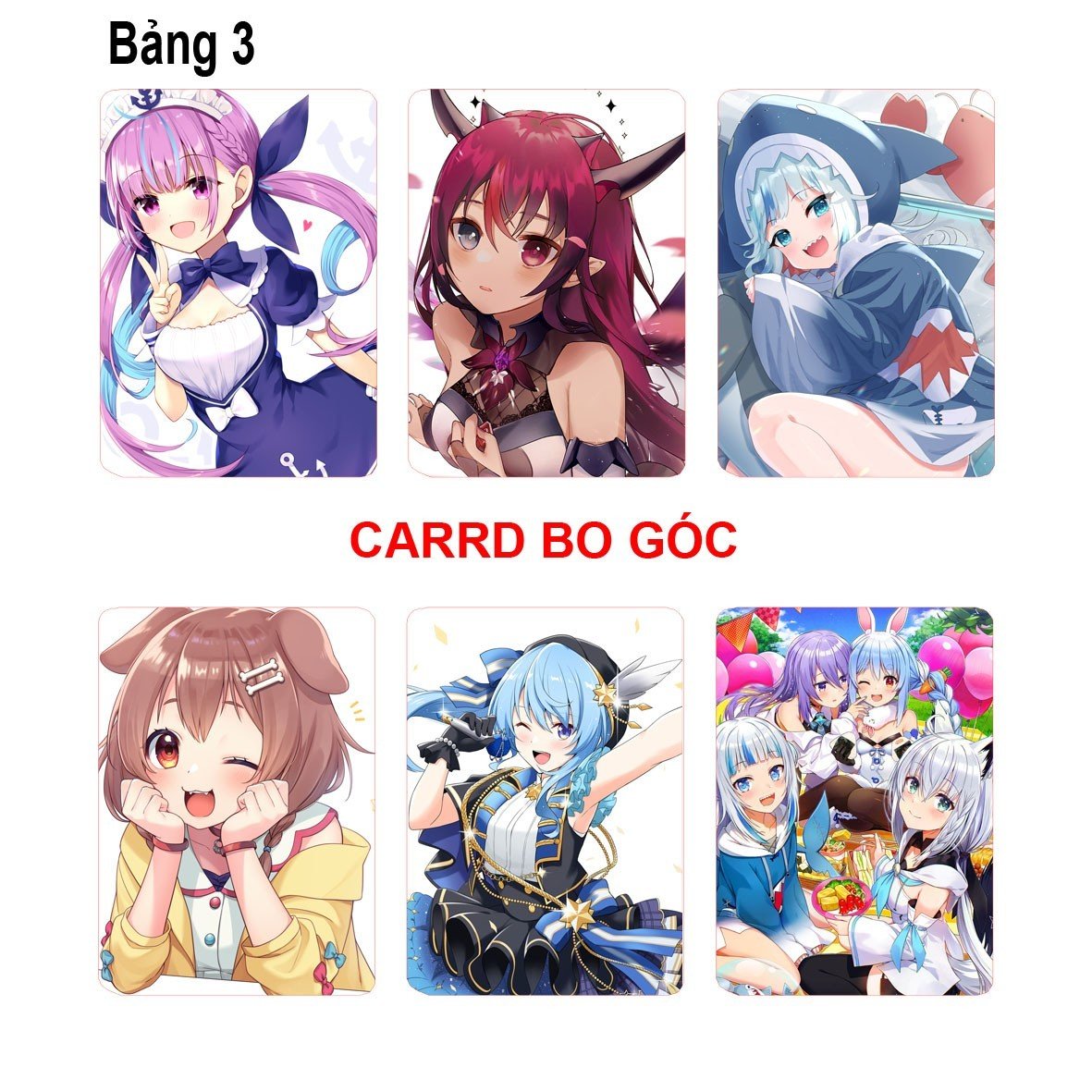 Card bo góc Hololive 6 ảnh khác nhau/ Thẻ card hình Hololive