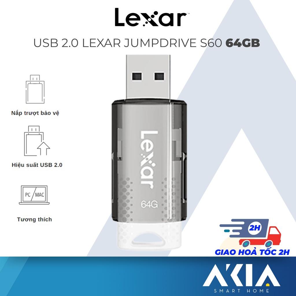 USB 2.0 Lexar JumpDrive S60 - 64GB, tương thích tốt với PC, MAC, hàng chính hãng