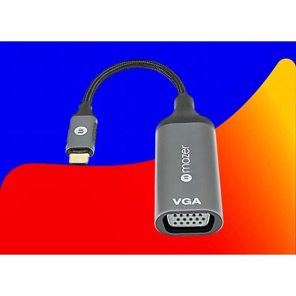 Bộ Chuyển Đổi Mazer USB-C to VGA 1080P Adapter Dành Cho Máy Tính hỗ trợ độ phân giải HD lên đến 1920 x 1200 hoặc 1080p ở 60Hz Hàng Chính Hãng