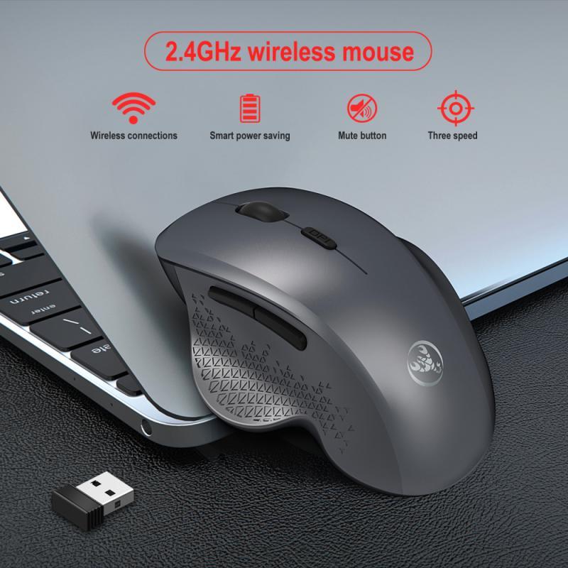 T68 2.4G Không Dây Chơi Game 6 Nút Tắt Tiếng Chống Trơn Trượt Đệm Họa Tiết Thiết Kế Thẳng Đứng Quang 3-Tốc Độ 800-1600 DPI