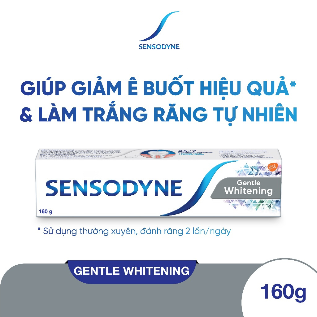 Bộ 2 Kem Đánh Răng Sensodyne Gentle Whitening 160g/tuýp + Vỉ 2 Bàn Chải Sensodyne Sensitive Extra Soft