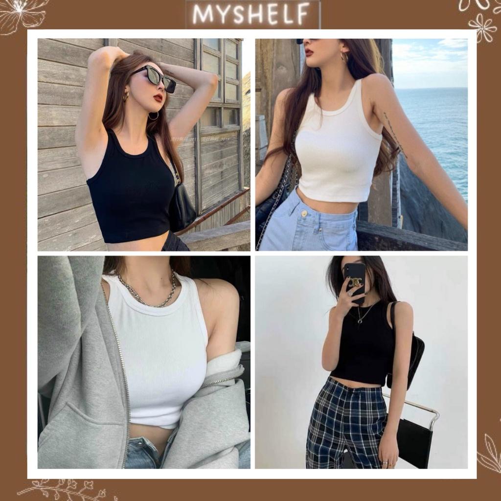 M68. Áo ba lỗ croptop ngược thun gân mềm mịn, hàng loại 1 cao cấp (có sẵn - )