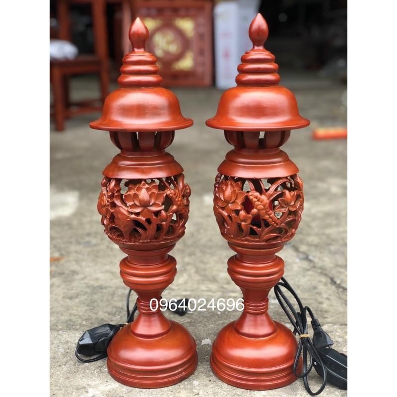 Đèn xà cừ cao 48 đục hoa sen rát vàng và không rát vàng