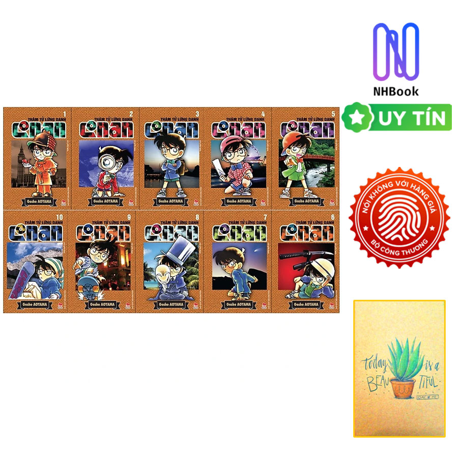 Combo Manga - Truyện Conan Thám Tử Lừng Danh tập 1 - 10 ( 10 Cuốn ) - NXB Kim Đồng ( Tặng kèm sổ tay xương rồng )