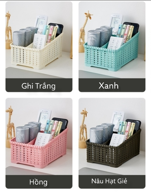 Khay đựng mỹ phẩm nhiều ngăn kiểu dáng mây đan HÀN QUỐC