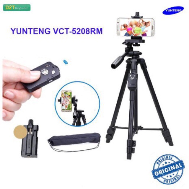 Tripod, giá đỡ điện thoại, 3 chân selfie livestream YUNTENG 5208 L2 có remote