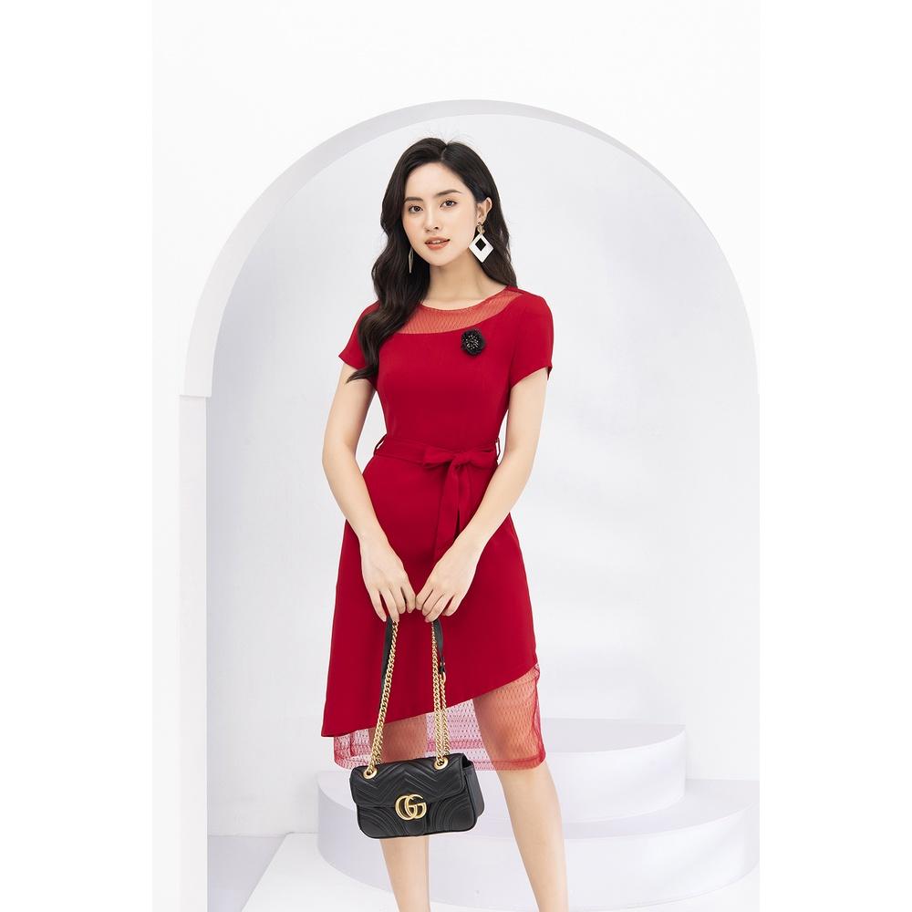 Đầm Nữ Chữ A Xòe Nhẹ Phối Ren LUPERI LFV3156