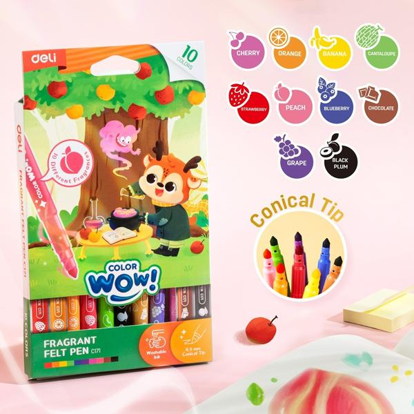 Hộp 10 Bút Dạ Nước - Hương Hoa Quả - Deli EC171