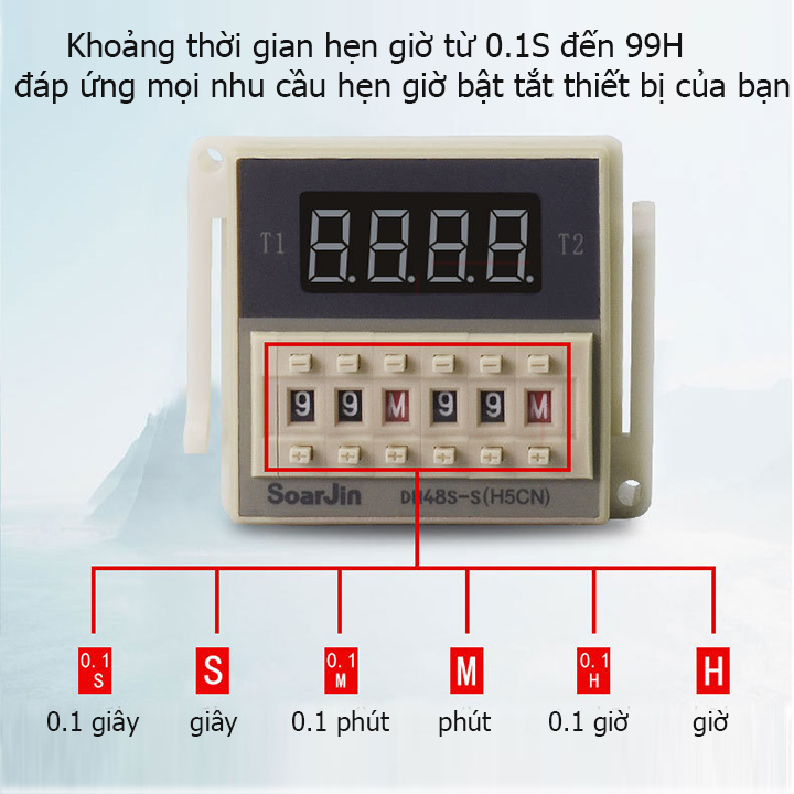 Timer hẹn giờ DH48S-S 220V luân phiên cài đặt rơ le thời gian biển quảng cáo, máy bơm nước...vvv