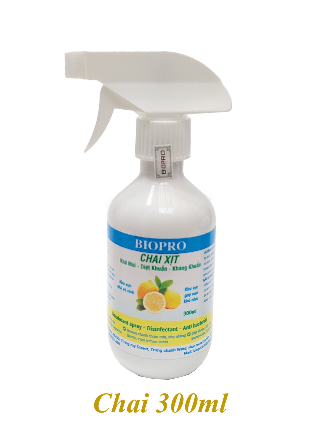 Chai xịt Biopro khử mùi diệt khuẩn kháng khuẩn Khu vực gây mùi khó chịu Khu vực nhà vệ sinh Hương chanh thơm mát dịu nhẹ