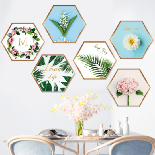 Decal trang trí tường - Khung tranh hoa lá hiện đại