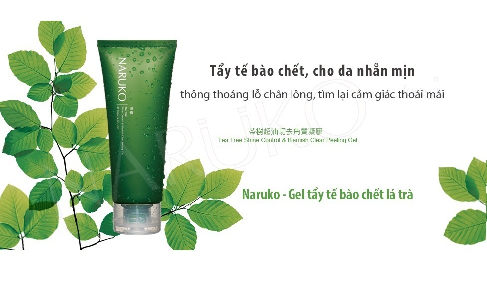 Gel tẩy tế bào chết Trà Tràm Naruko Tea Tree Shine Control and Blemish Clear Peeling Gel 120 ml + Tặng kèm 1 mặt nạ sủi bọt thải độc da S:um 37 Đen