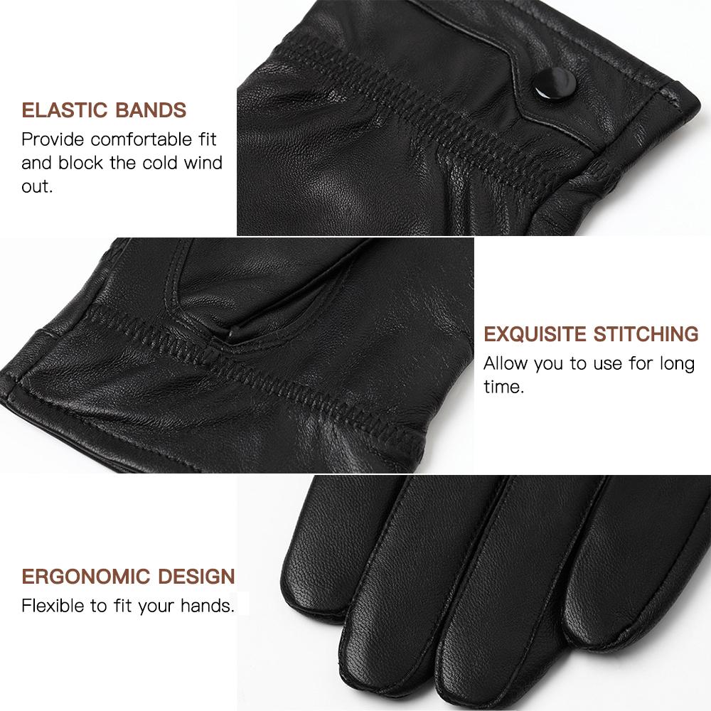 Găng Tay Da Cừu Mùa Đông Giữ Ấm Chống Nước Cho Nam