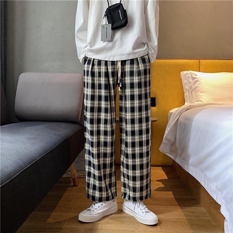 Quần caro ống rộng unisex ( ảnh thật