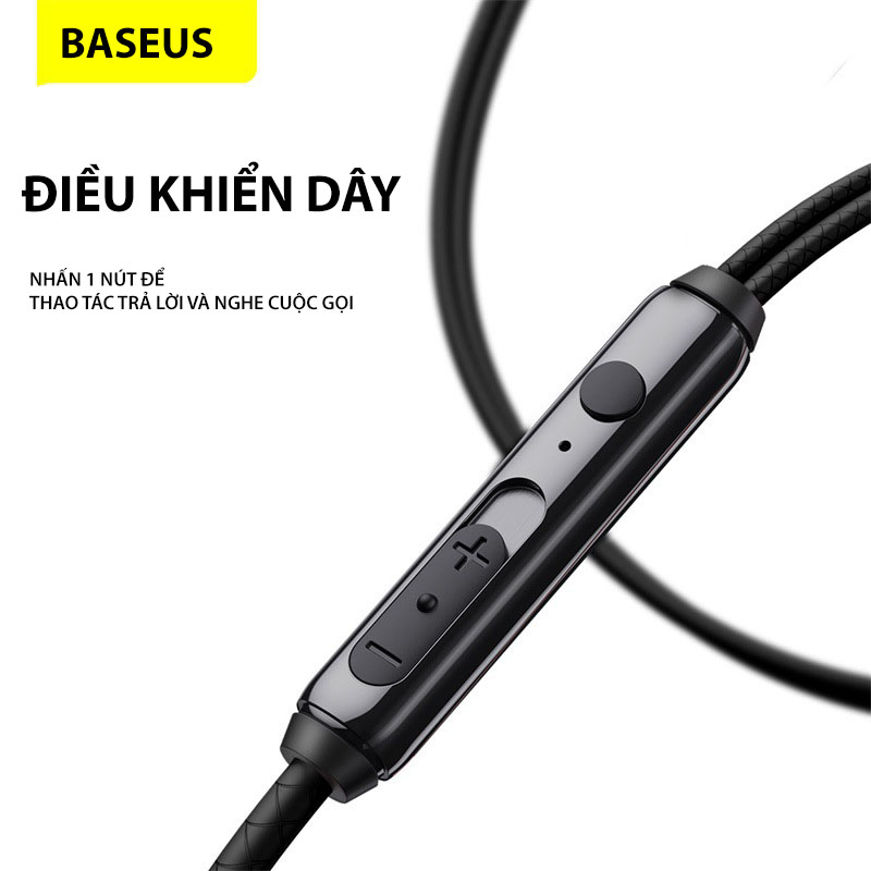 Tai nghe AUX 3.5mm Baseus Encok H19 Wired Earphone - Âm thanh sông động - chống ồn tốt - Tích hợp ECM microphone - Hàng chính hãng