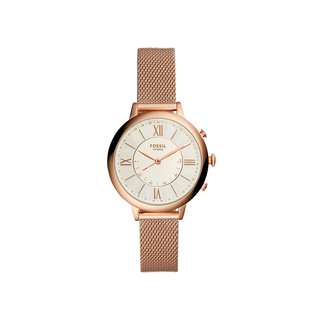 Đồng hồ thông minh nữ Fossil Hybrid Smartwatch Jacqueline dây thép không gỉ FTW5018 - màu rose gold